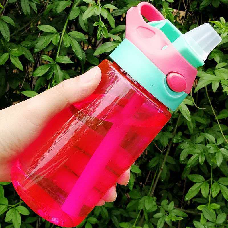 500ml New Born Baby Child Water Bottle With Straw Plastic Water